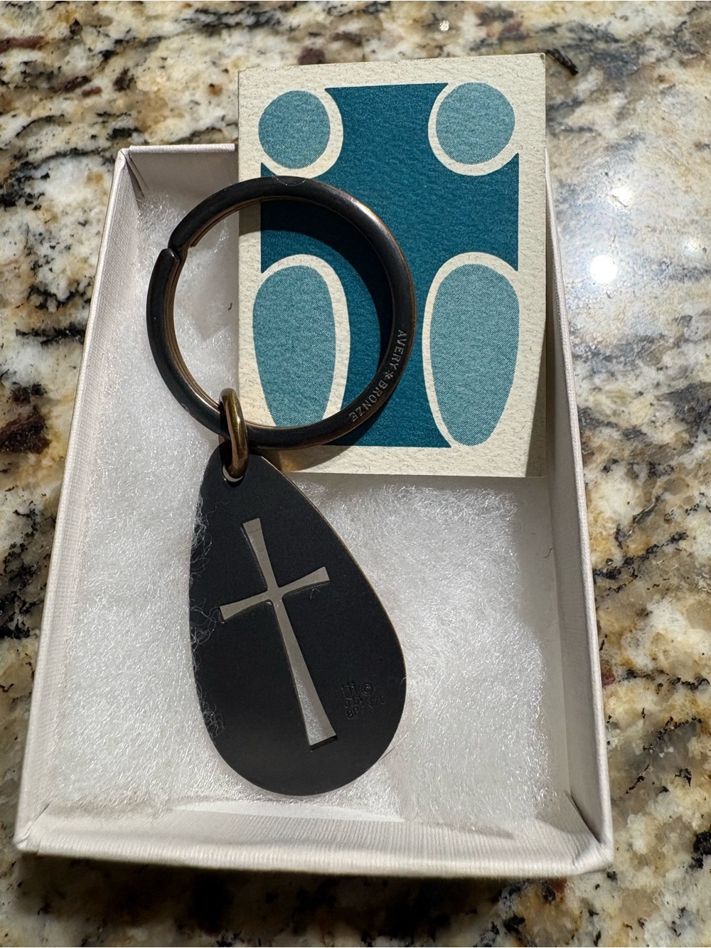 James Avery Bronze Teardrop Keyring/ Cross Accent/ Retiref